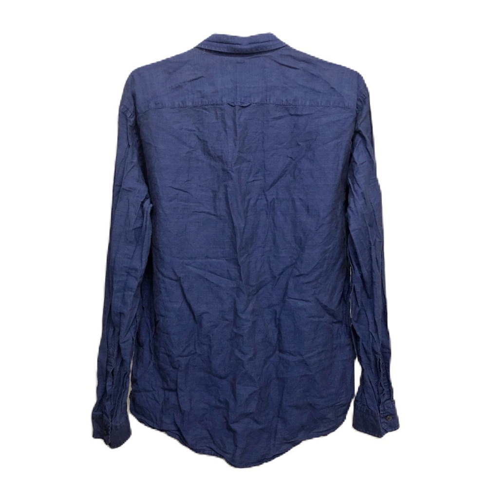 Vince Mens Linen Cotton Shirt Long Sleeve Casual Beach Coastal Nautical Blue XL - Picture 3 of 6